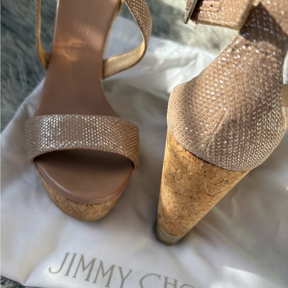 Jimmy Choo Beige Platform Sandals - Picture 1 of 5